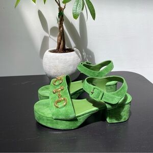 Jeffrey Campbell Green Platform Suede Sandals Size 7.5